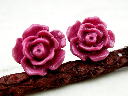 Ohrstecker Rose Handgefertigter Frühlingsschmuck