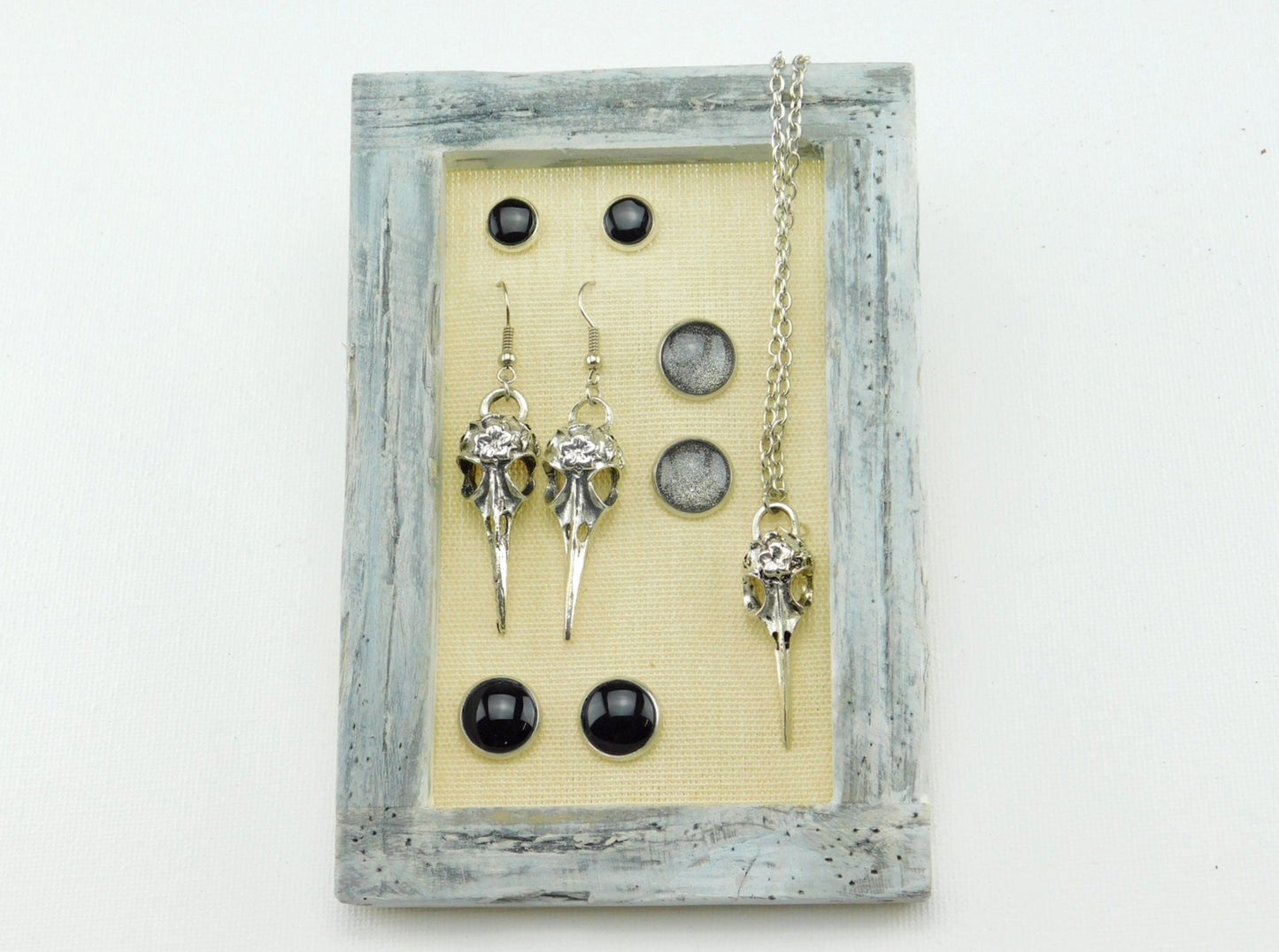 Geschenkset "Vogelschädel" in Schwarz Silber Gothic