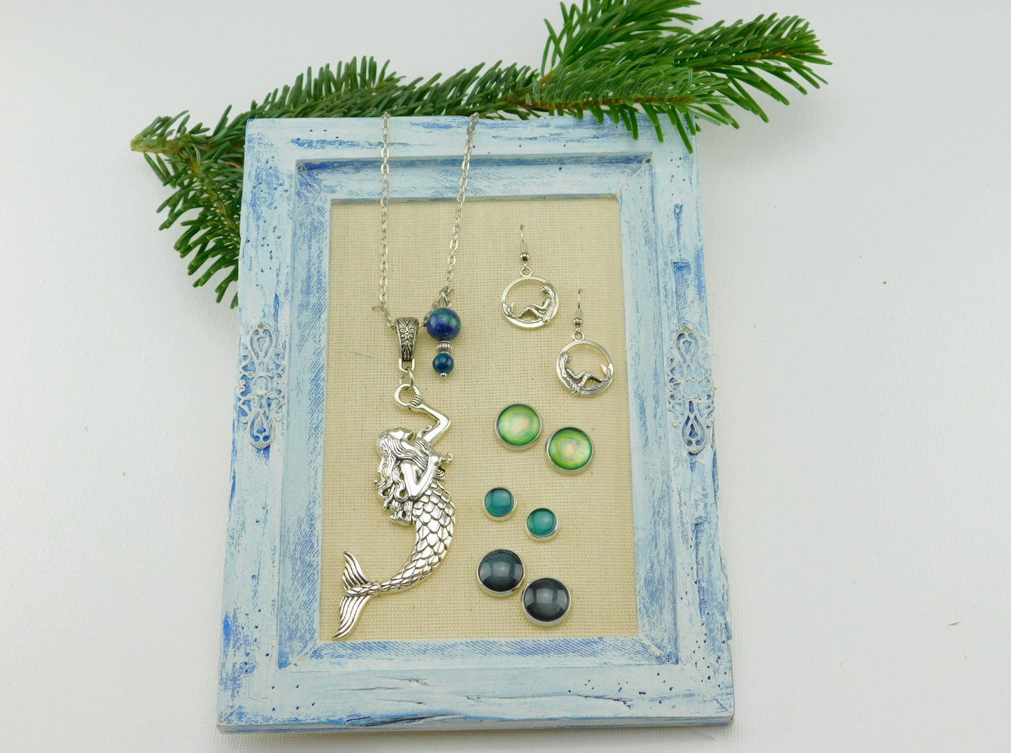 Großes Schmuck Geschenkset "Meerjungfrau" in Silber Grün Blau