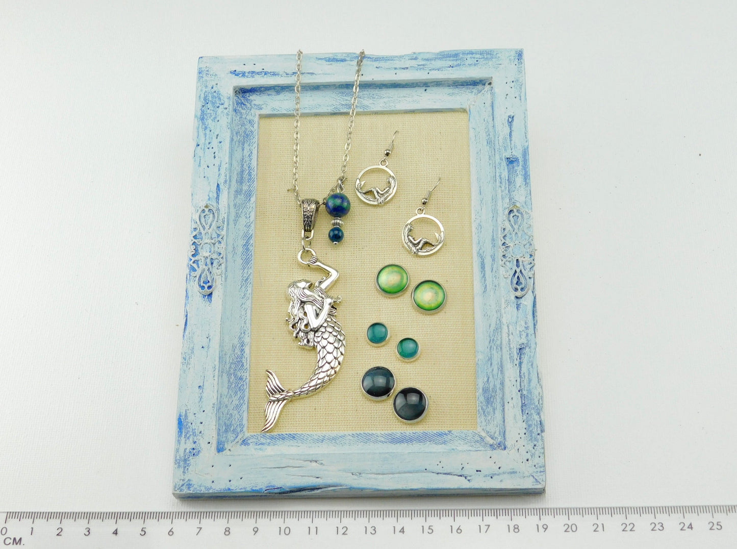 Großes Schmuck Geschenkset "Meerjungfrau" in Silber Grün Blau