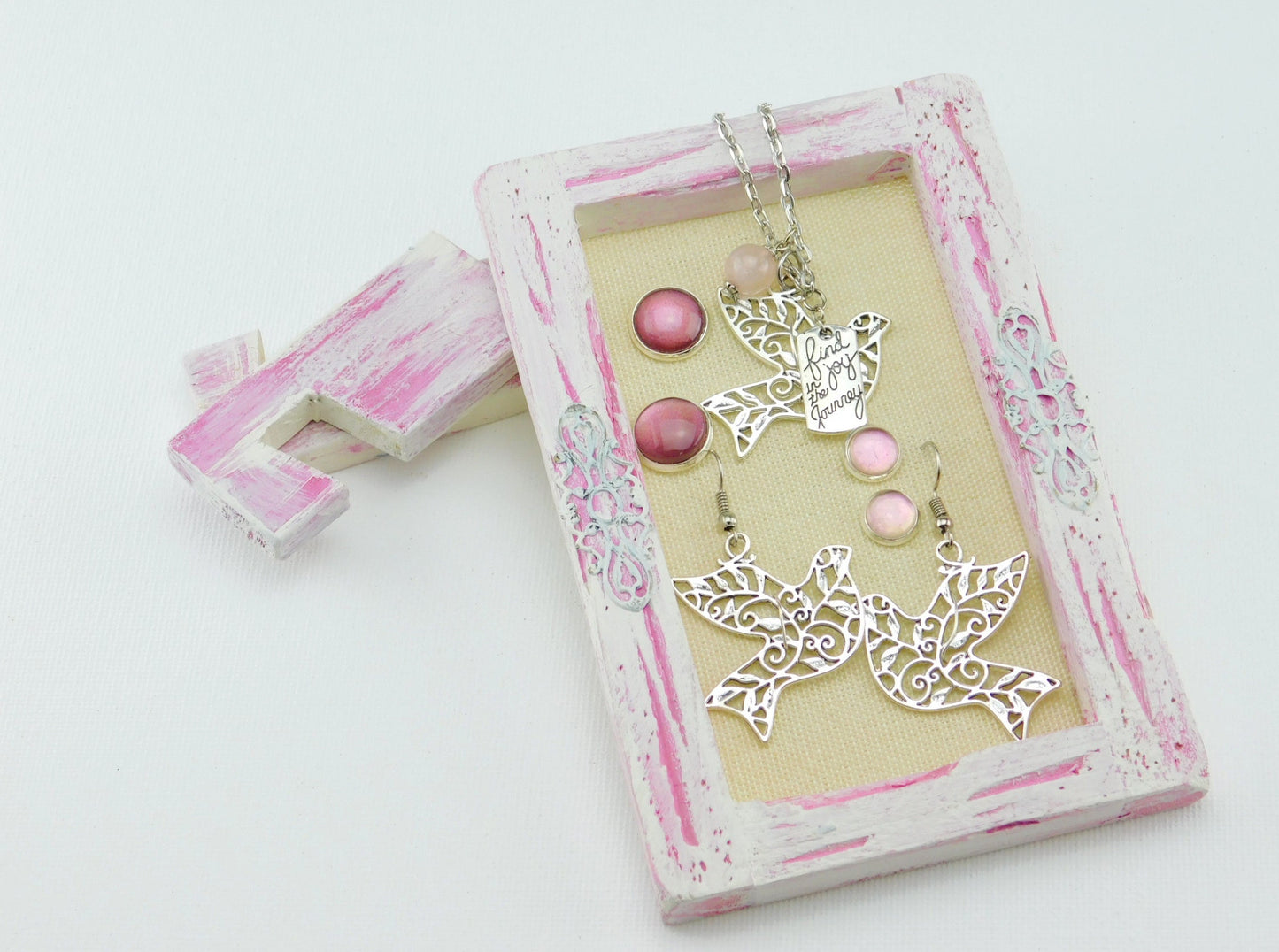 Geschenkset "Friedenstaube" Silber Rosa