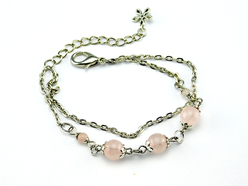 Vintage Armkette mit Rosenquarz