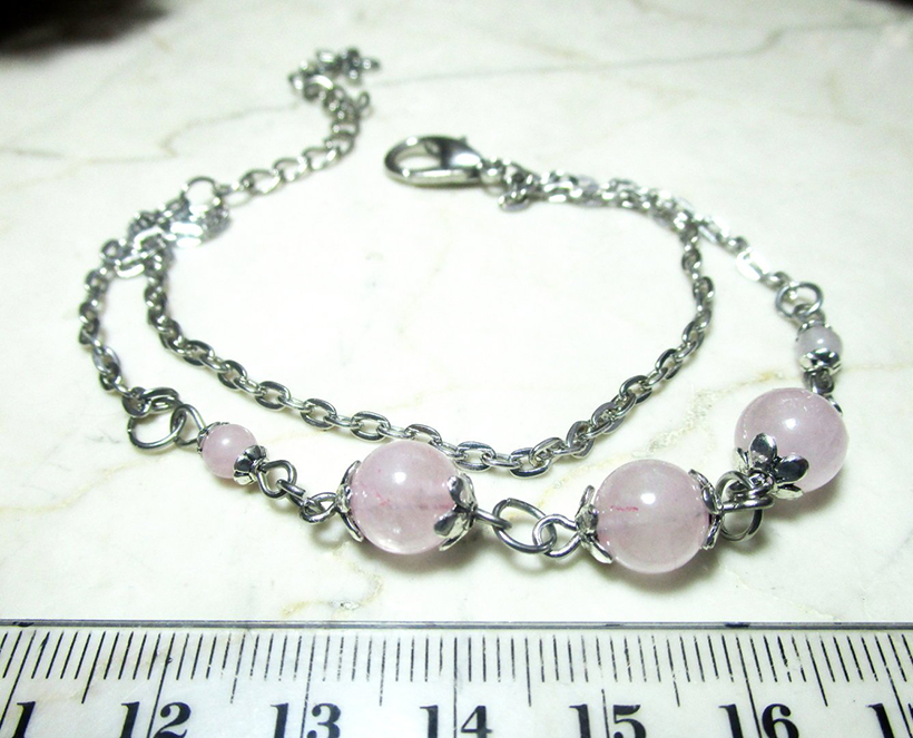 Vintage Armkette mit Rosenquarz