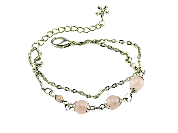 Vintage Armkette mit Rosenquarz