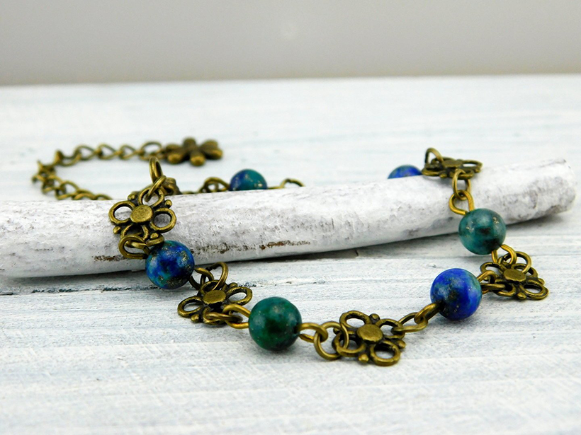 Boho Armband mit Halbedelsteinperlen