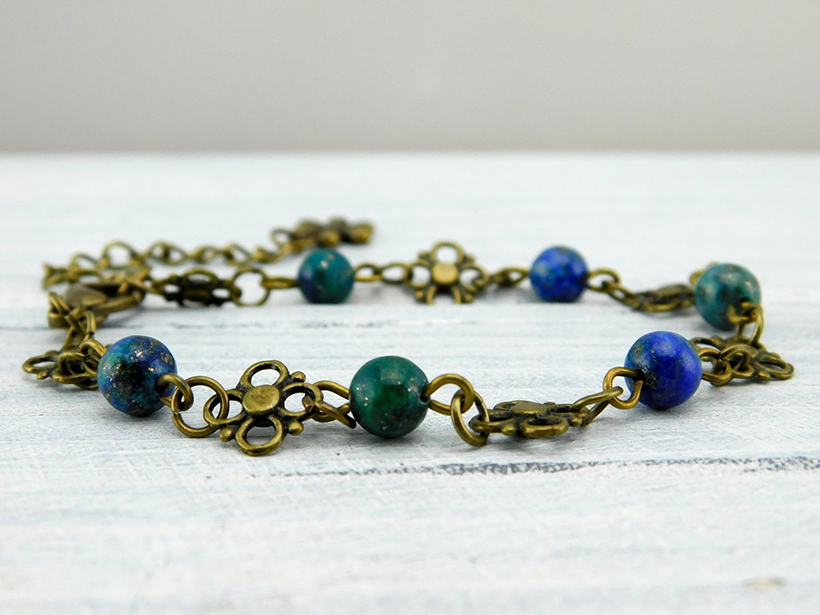 Boho Armband mit Halbedelsteinperlen
