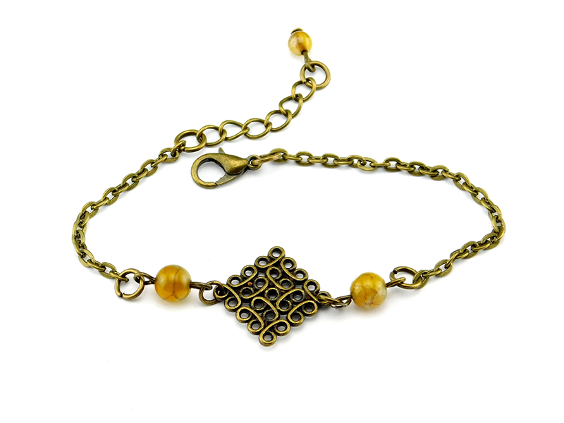 Armband "Ornament" mit grünen Edelsteinperlen