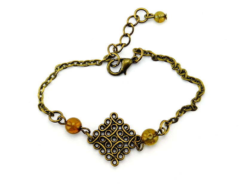 Armband "Ornament" mit grünen Edelsteinperlen