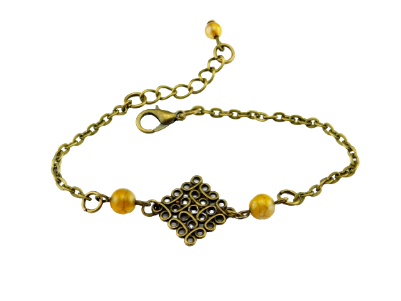 Armband "Ornament" mit grünen Edelsteinperlen