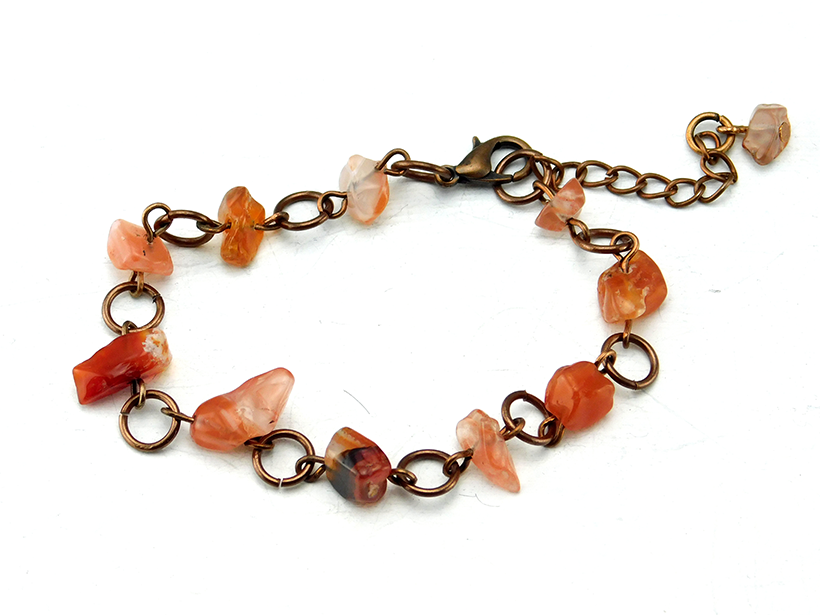 Kupfer & Quarz - Kupferfarbenes Armband mit Edelsteinen