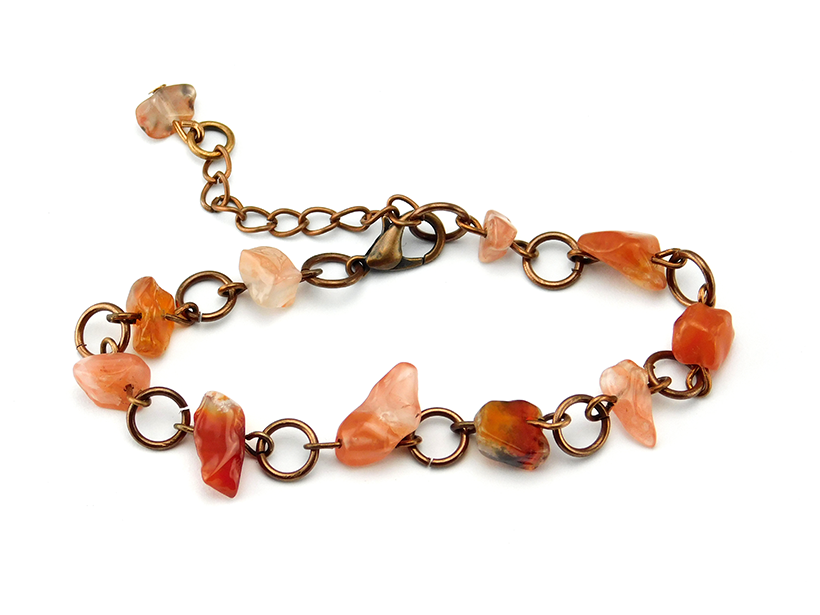 Kupfer & Quarz - Kupferfarbenes Armband mit Edelsteinen