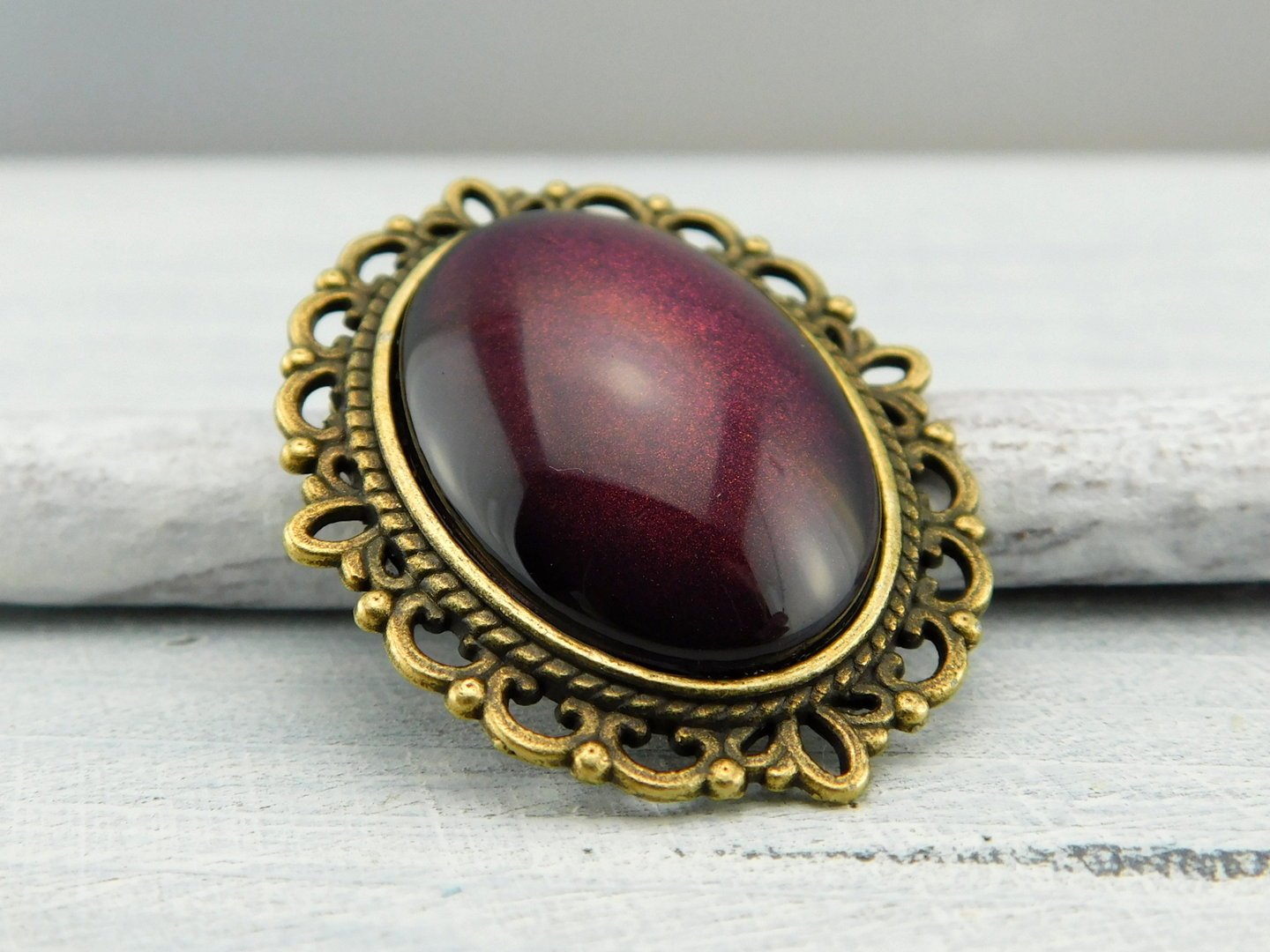 Geschenkset "Burgunderrot" mit Ring und Brosche - Vintage Schmuckstübchen