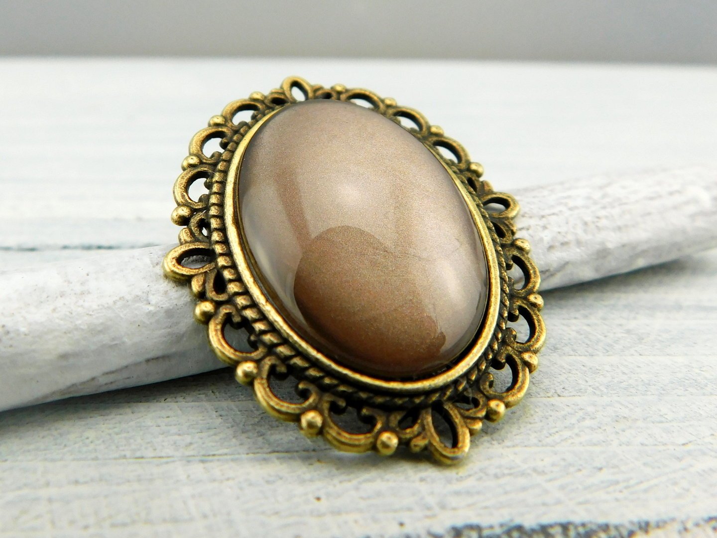 Geschenkset "Hellgold" mit Ring und Brosche - Vintage Schmuckstübchen