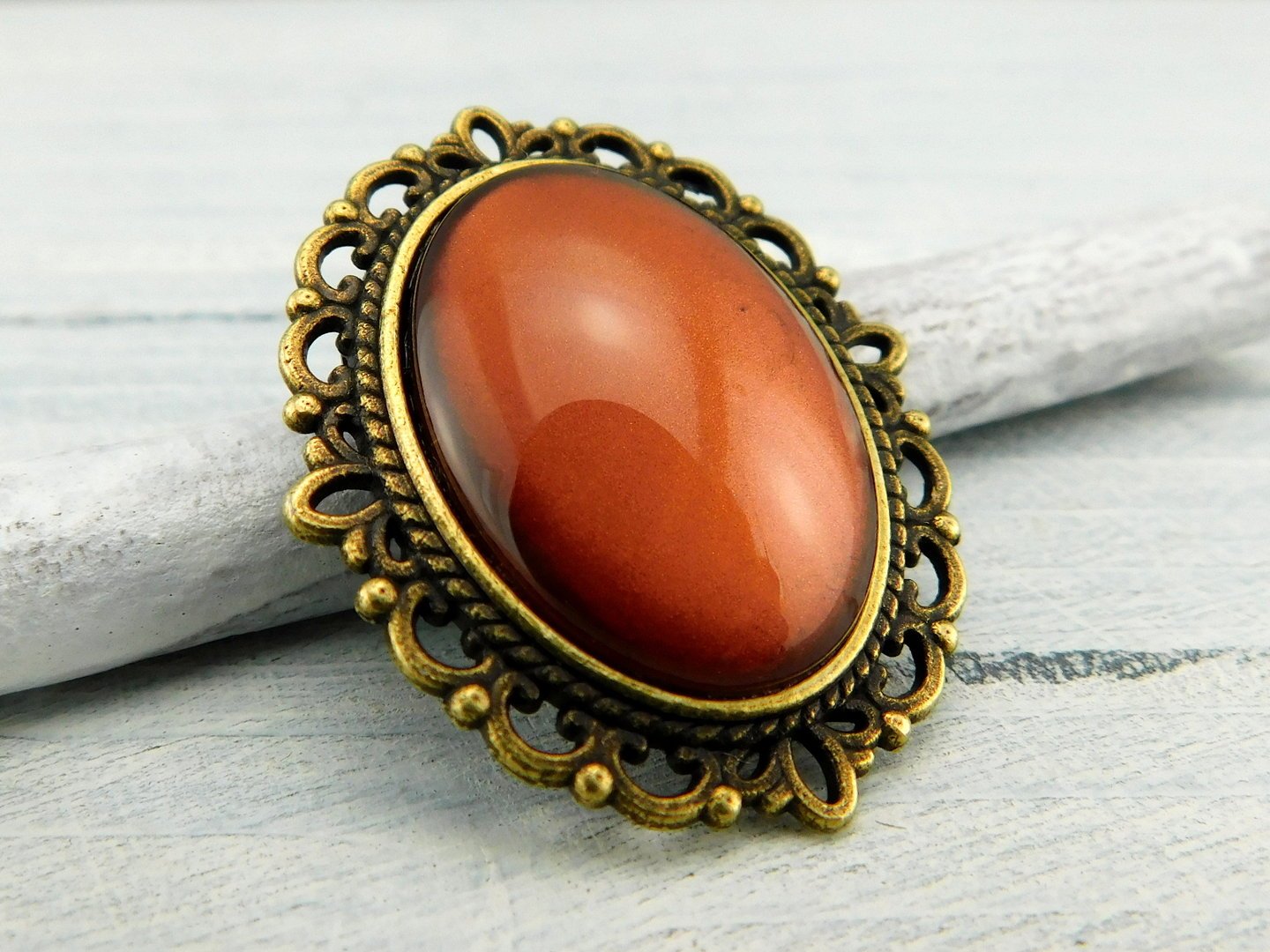 Geschenkset "Kupferrot" mit Ring und Brosche - Vintage Schmuckstübchen