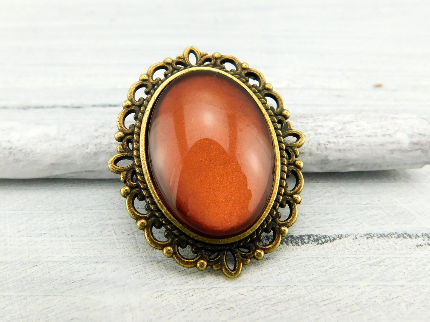 Geschenkset "Kupferrot" mit Ring und Brosche - Vintage Schmuckstübchen