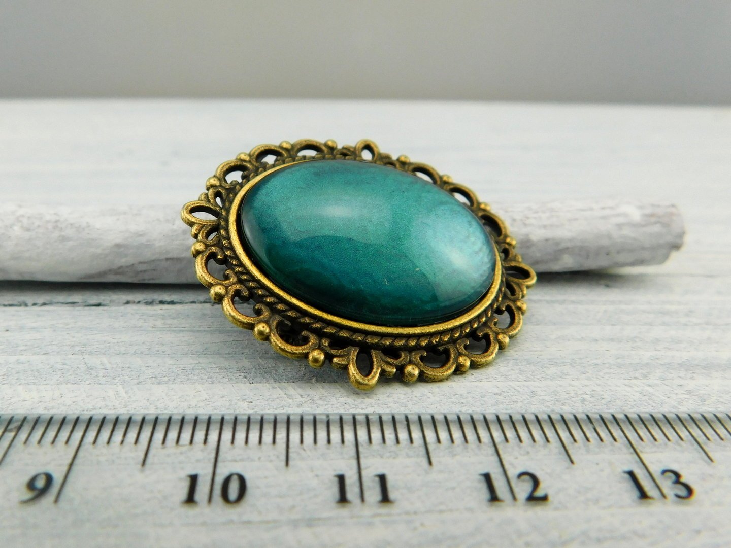 Geschenkset Ozeangrün mit Ring und Brosche - Vintage Schmuckstübchen