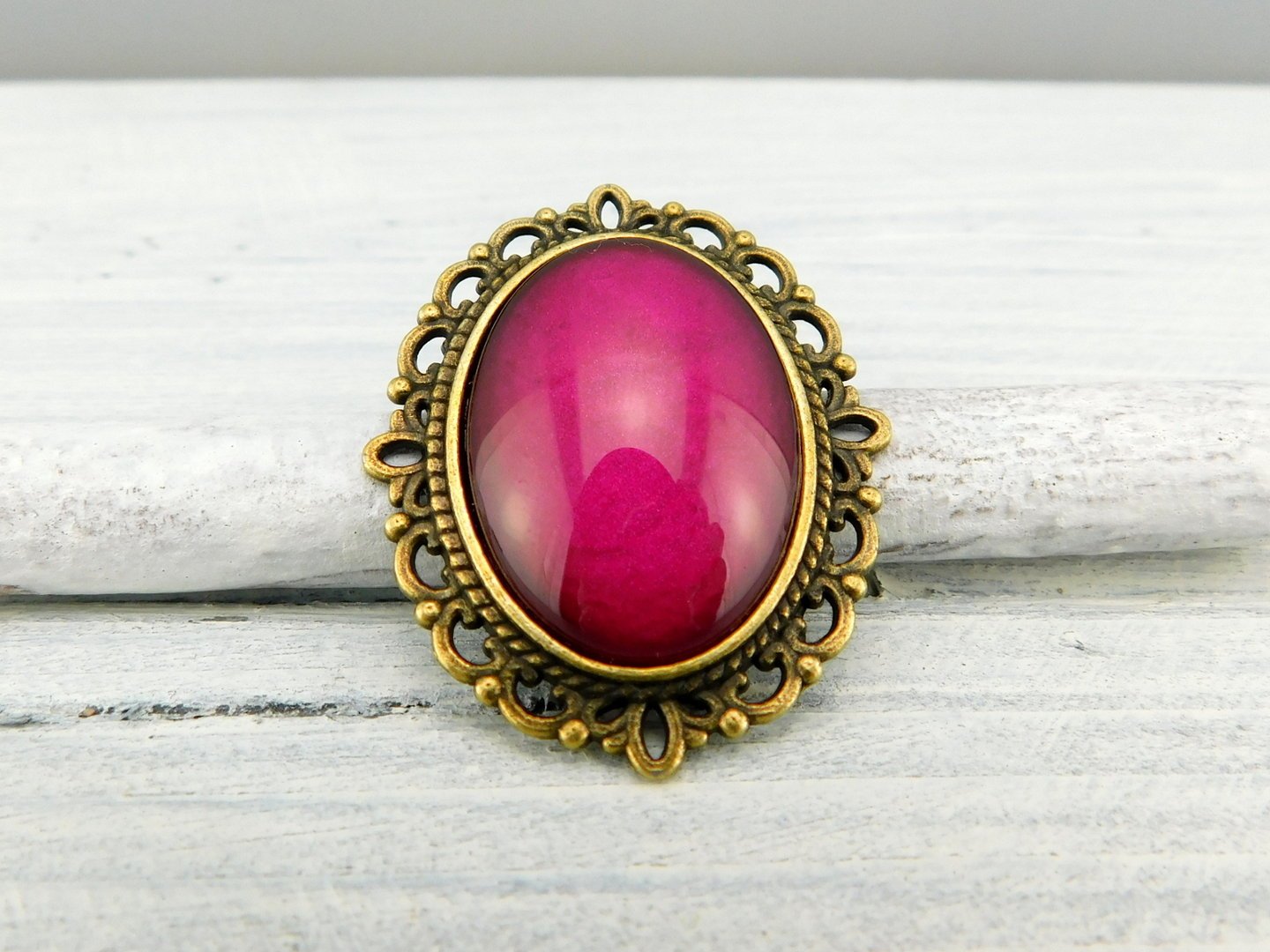 Geschenkset "Rubinpink" mit Ring und Brosche - Vintage Schmuckstübchen
