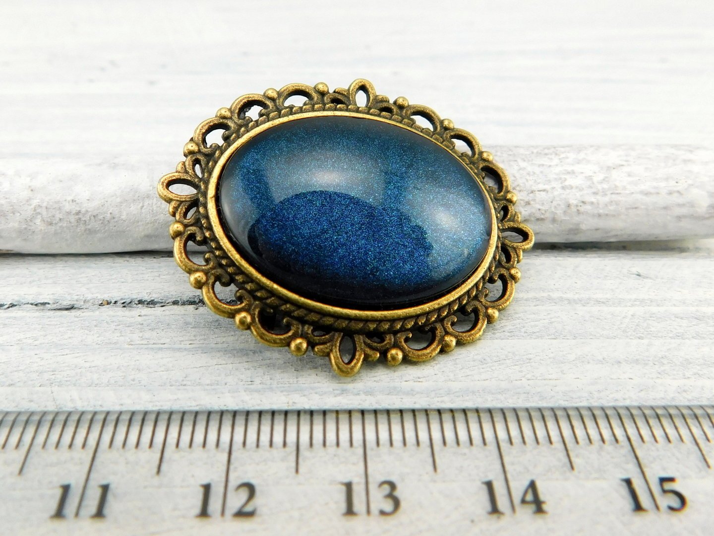 Geschenkset "Dunkles Saphirblau" mit Ring und Brosche - Vintage Schmuckstübchen