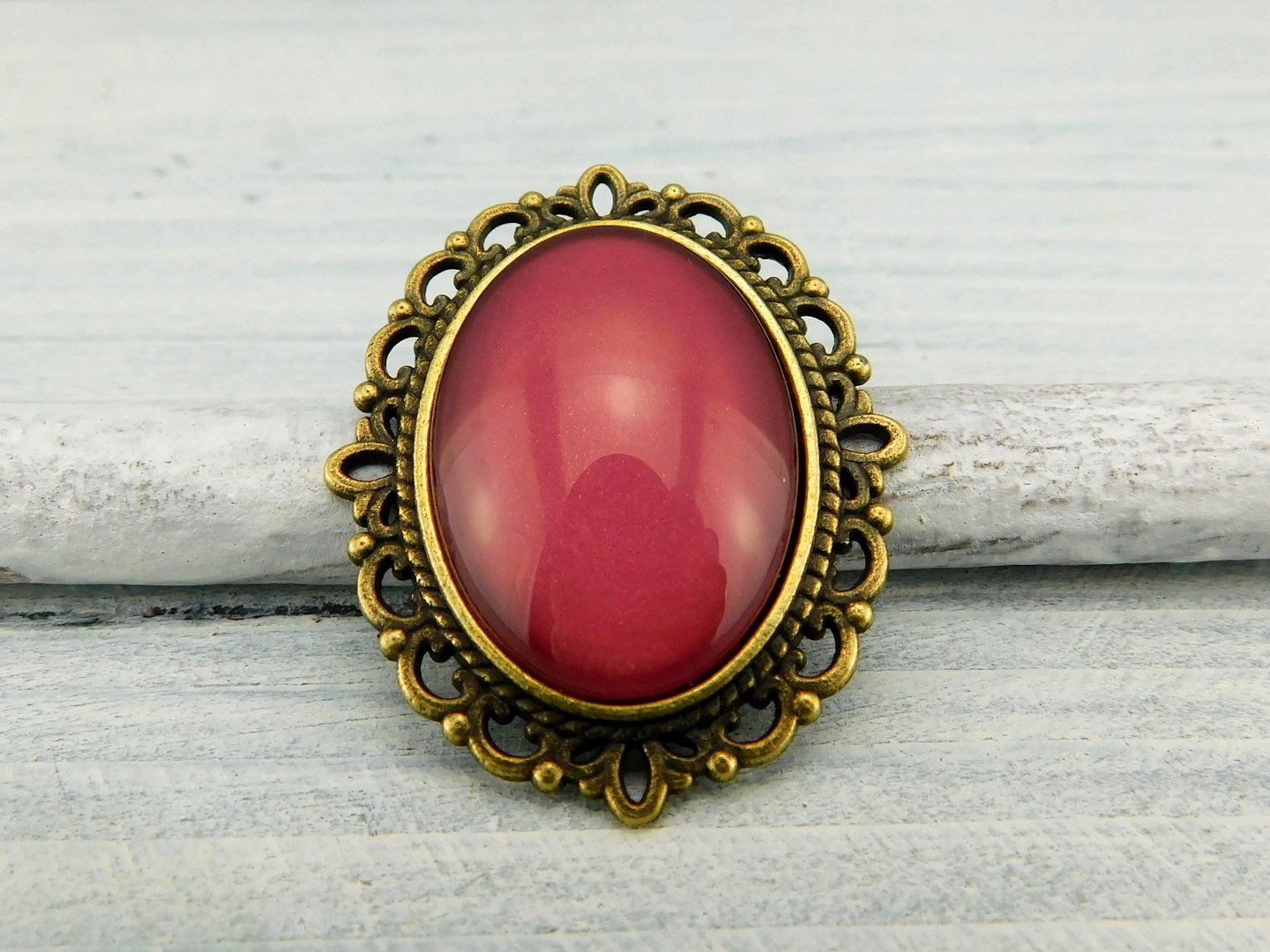 Geschenkset "Pink Orchid" mit Ring und Brosche - Vintage Schmuckstübchen