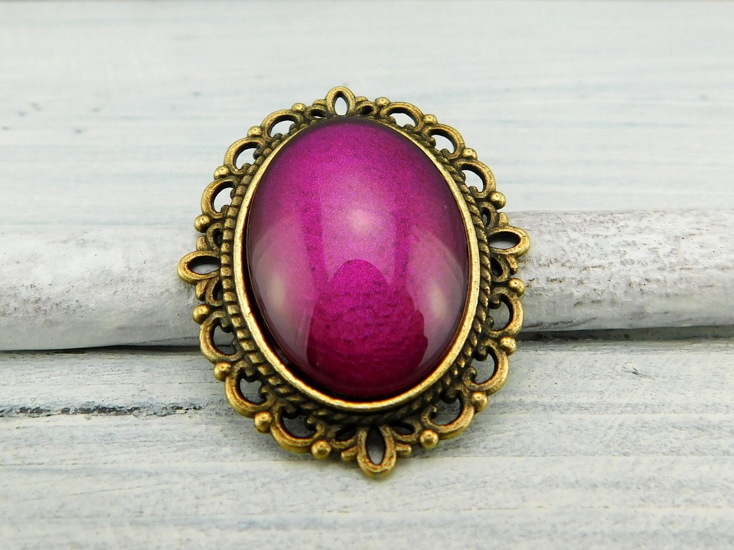 Geschenkset "Himbeerpink" mit Ring und Brosche - Vintage Schmuckstübchen