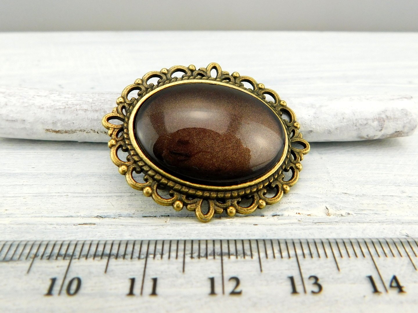 Geschenkset "Sepiabraun" mit Ring und Brosche - Vintage Schmuckstübchen