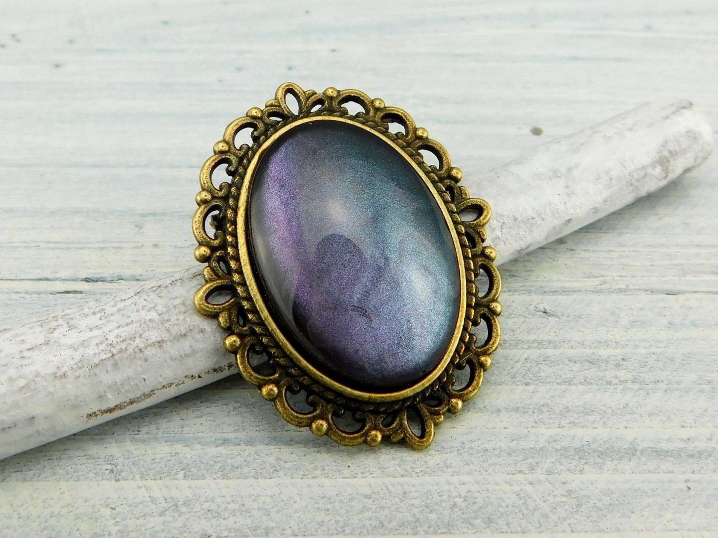 Geschenkset "Mystisches Metall" mit Ring und Brosche - Vintage Schmuckstübchen