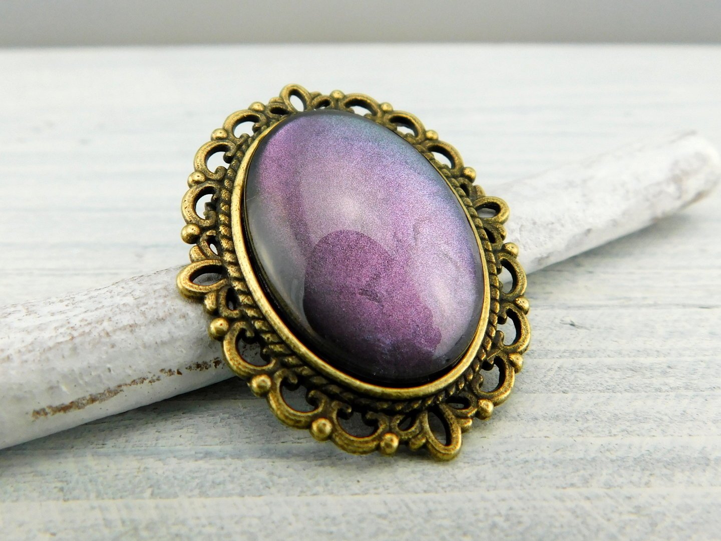 Geschenkset "Mystisches Metall" mit Ring und Brosche - Vintage Schmuckstübchen