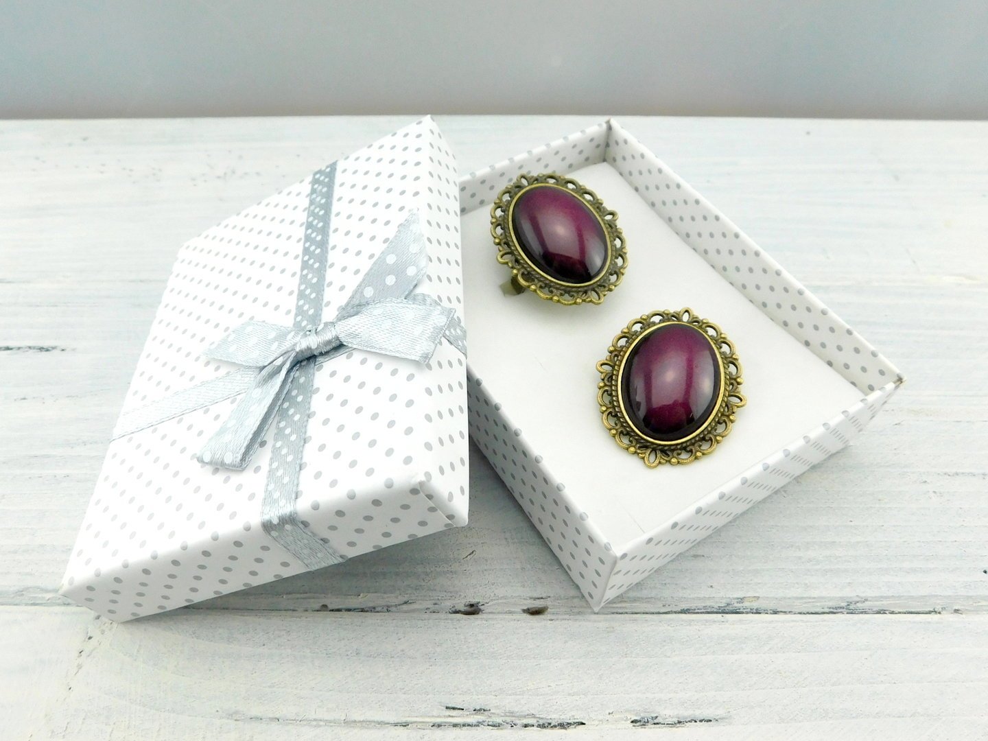 Geschenkset "Burgunderrot" mit Ring und Brosche - Vintage Schmuckstübchen