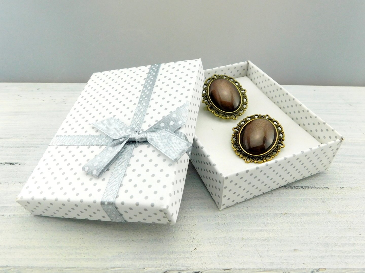 Geschenkset "Haselnuss" mit Ring und Brosche - Vintage Schmuckstübchen