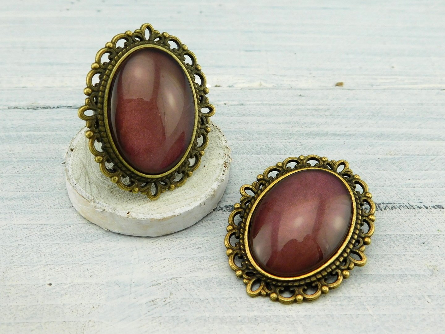Geschenkset "Vintage Rot" mit Ring und Brosche - Vintage Schmuckstübchen