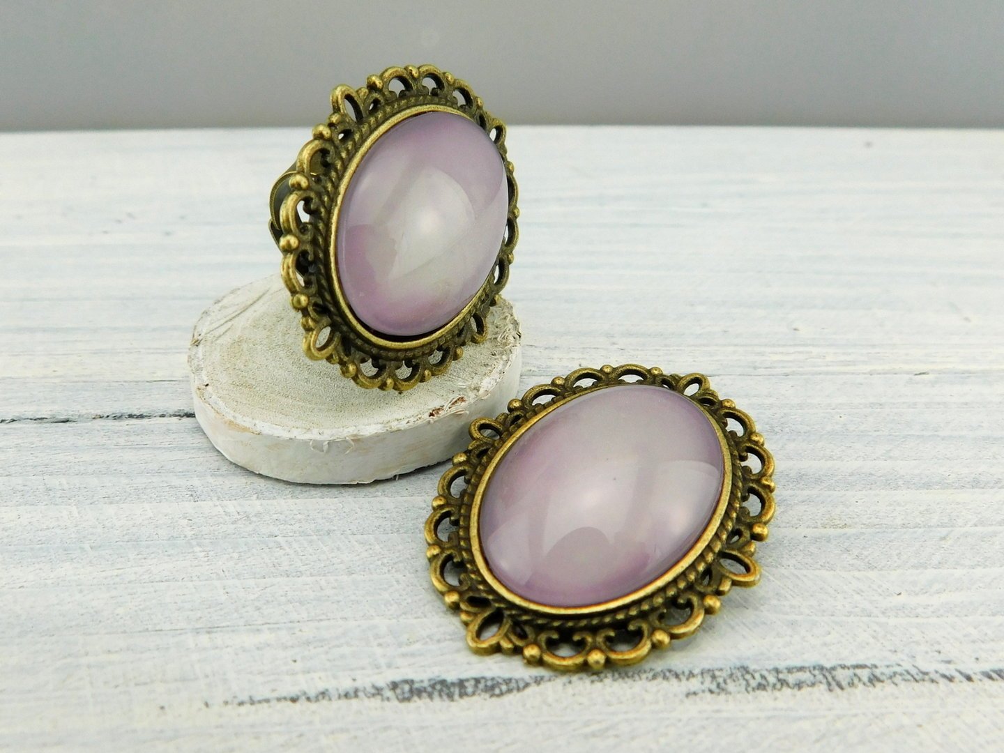 Geschenkset "Orchidee" mit Ring und Brosche - Vintage Schmuckstübchen