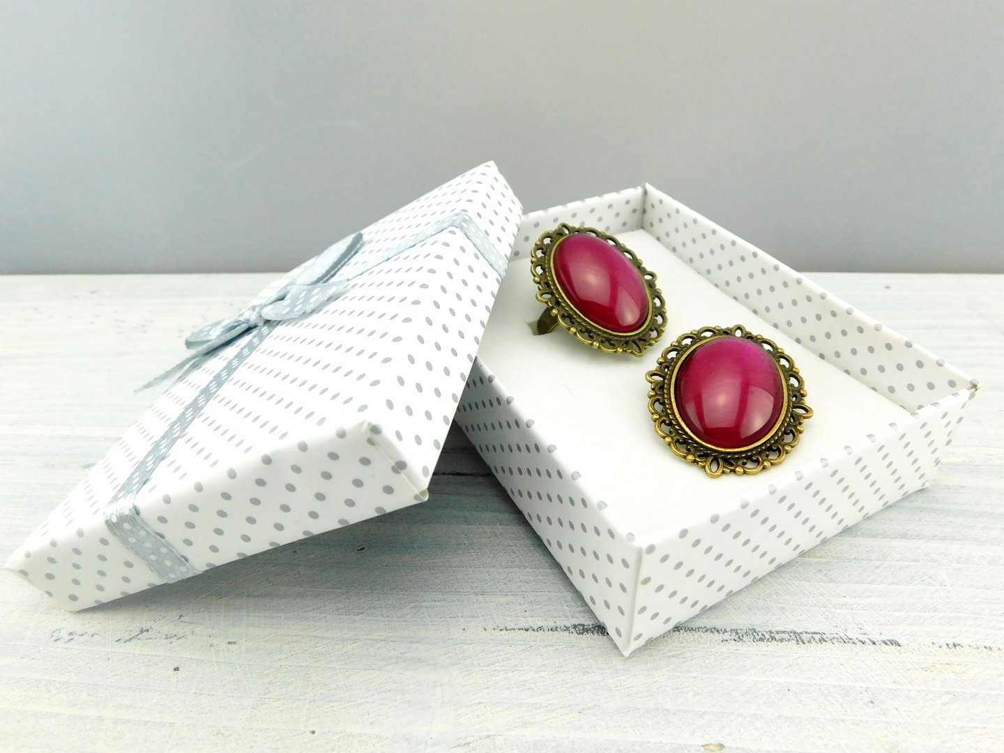 Geschenkset "Rubinpink" mit Ring und Brosche - Vintage Schmuckstübchen