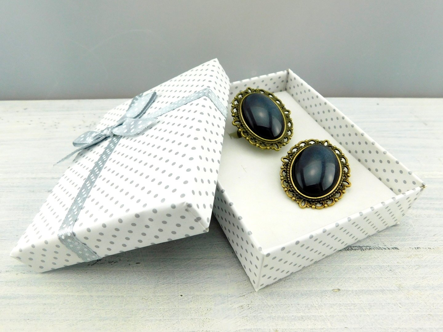 Geschenkset "Mitternachtsblau" mit Ring und Brosche - Vintage Schmuckstübchen