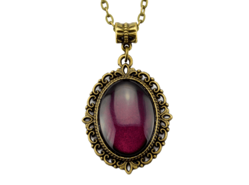 Eine Bronzefarbene Halskette mit einem Cabochon Anhänger - Vintage Schmuckstübchen