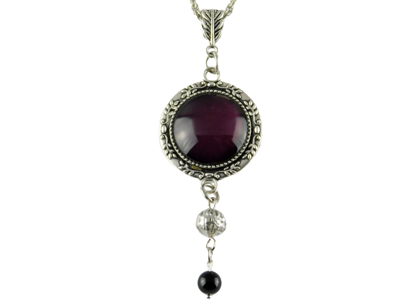 Lange Cabochonhalskette in Silber Traube