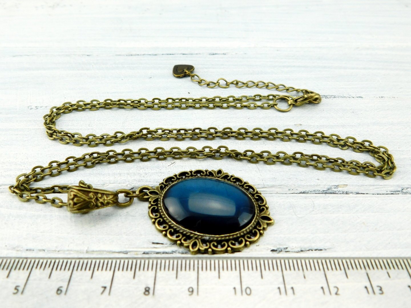 Barock Halskette "Geheimnisvolles Saphirblau" in Bronze