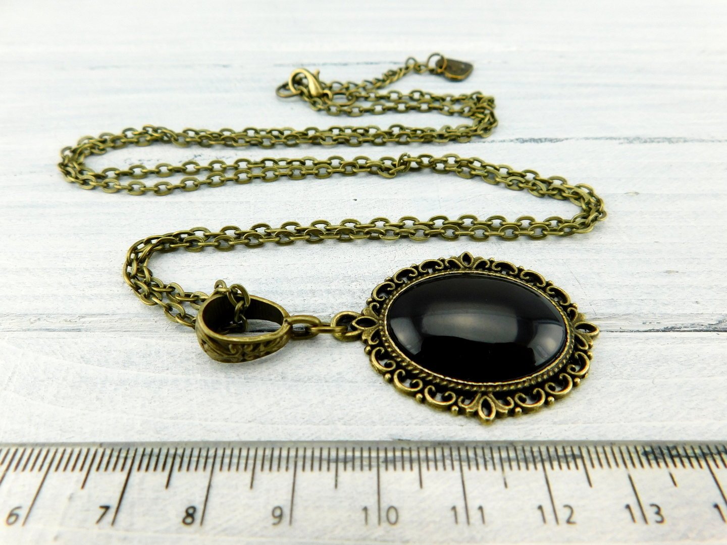 Barock Halskette "Onyxschwarz" in Bronze