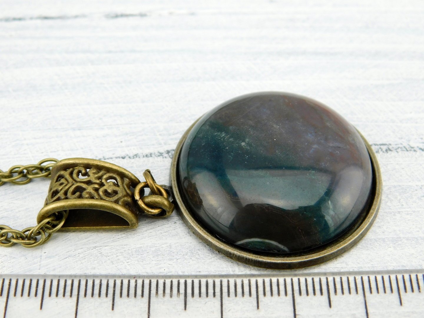 Halskette mit Cabochon aus indischem Achat - Vintage Schmuckstübchen