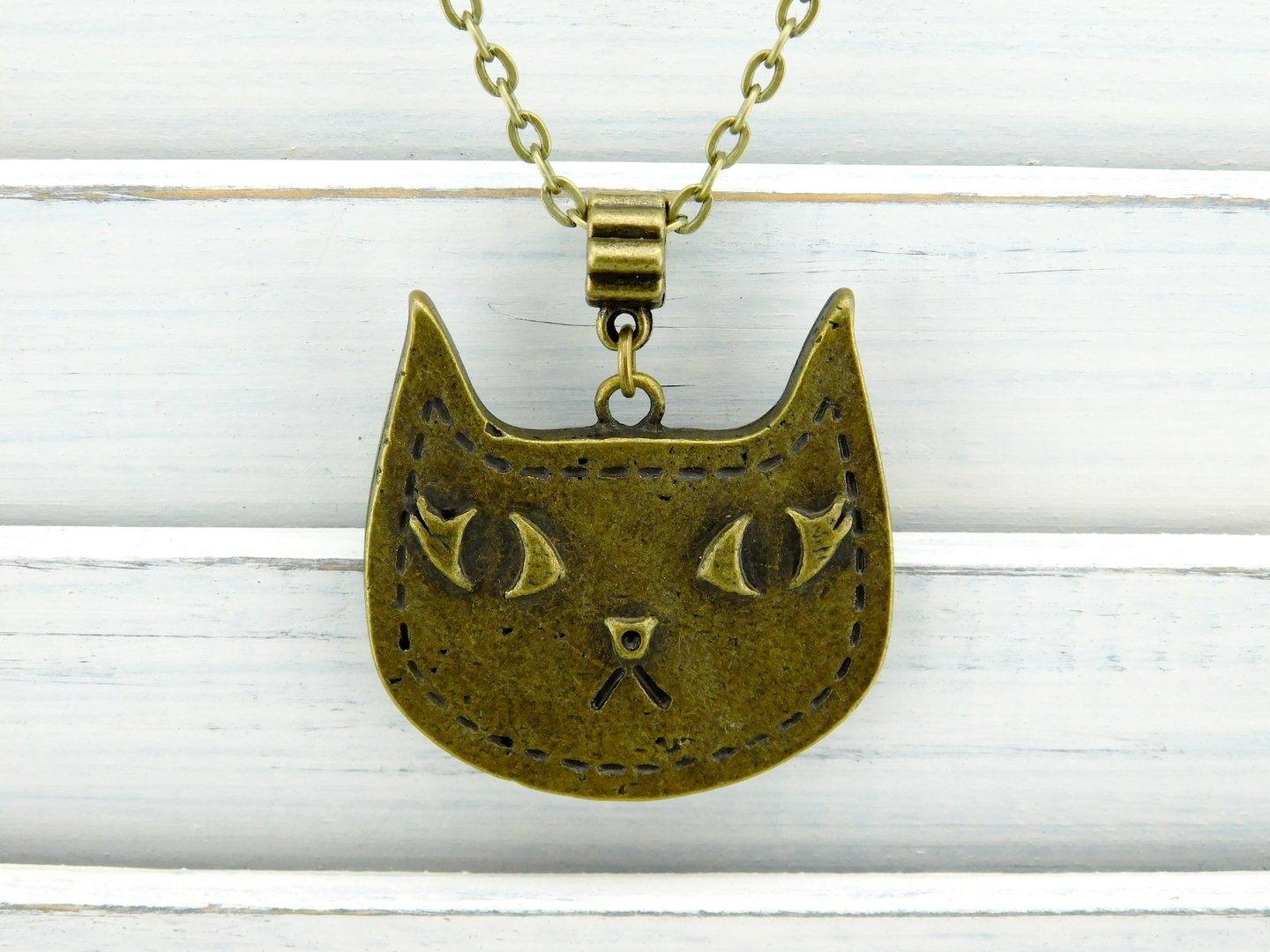 Halskette "Grumpy Cat" in Bronze