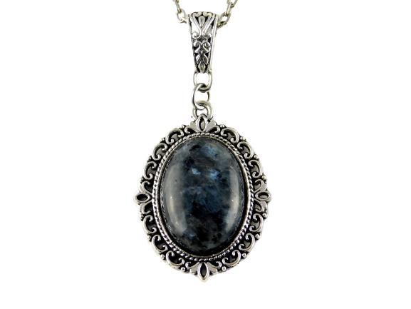 Barock-Halskette mit Larvikit-Cabochon