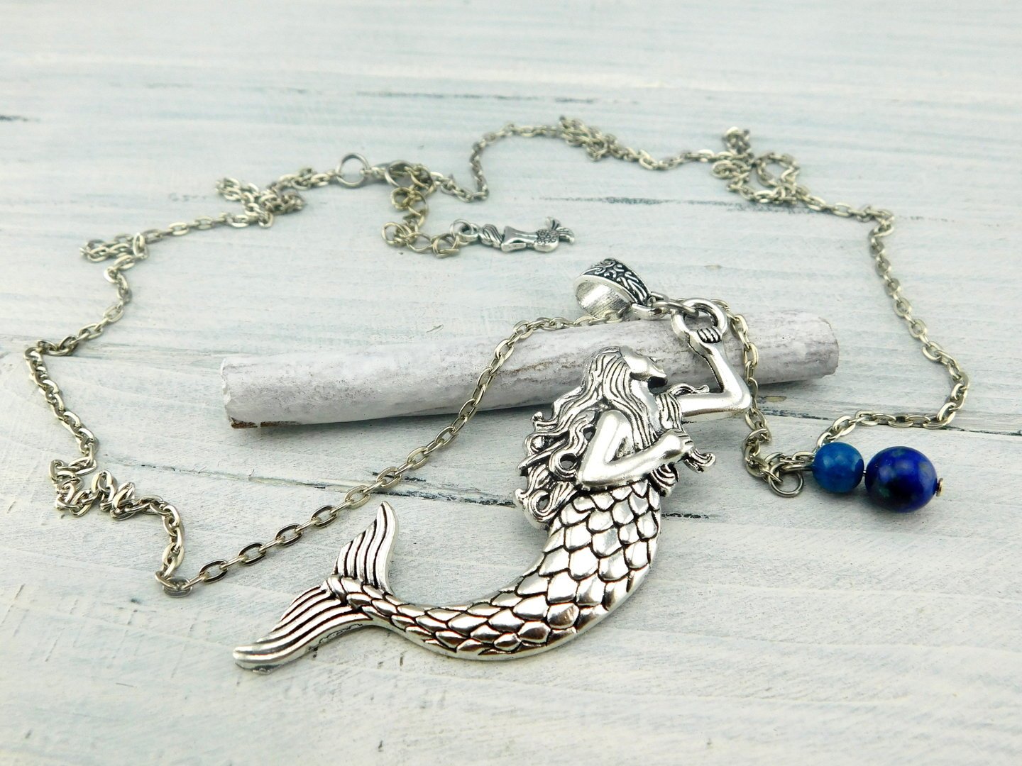 Mermaid Halskette "Blaue Lagune" mit Meerjungfrau
