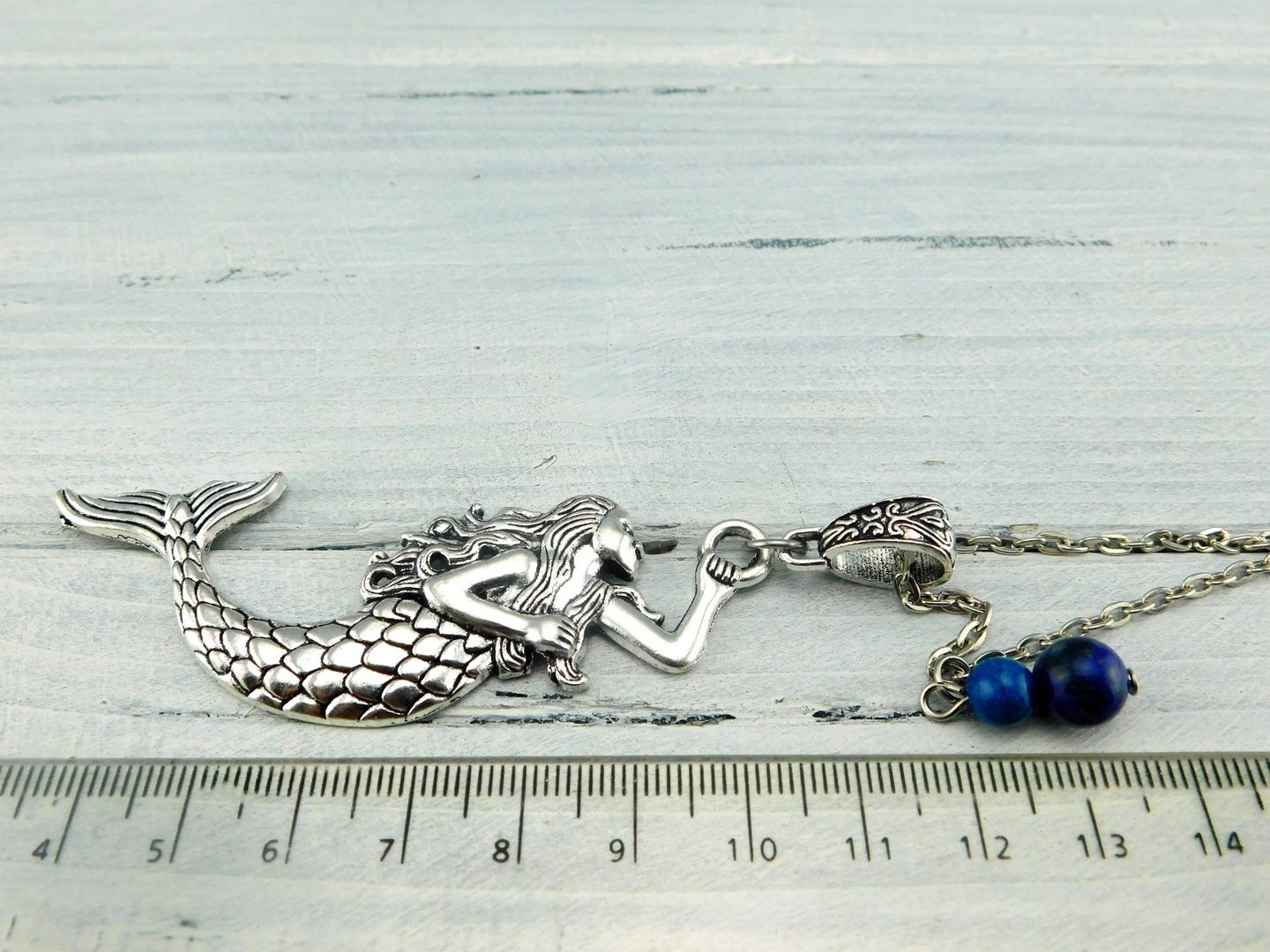 Mermaid Halskette "Blaue Lagune" mit Meerjungfrau