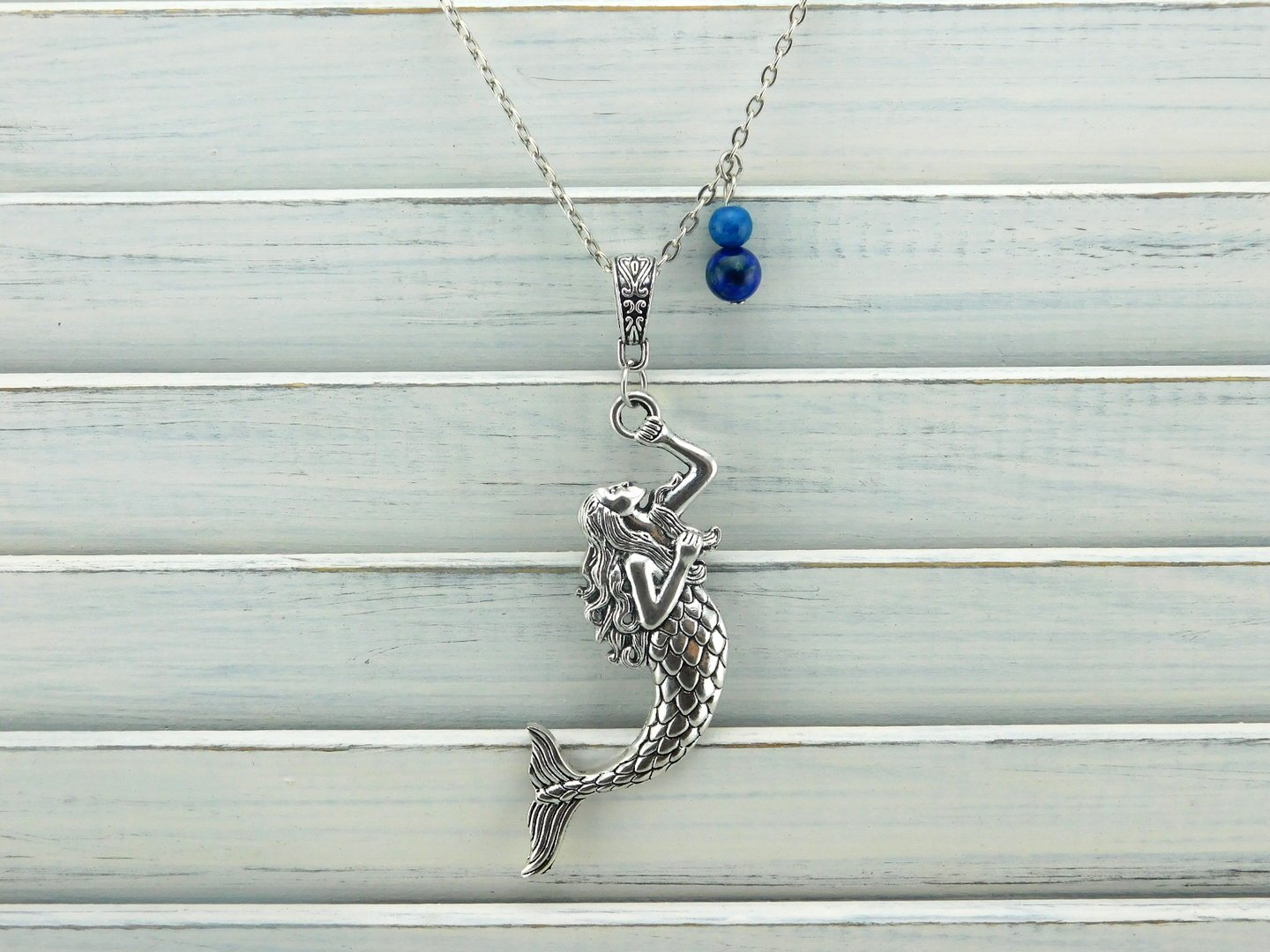Mermaid Halskette "Blaue Lagune" mit Meerjungfrau