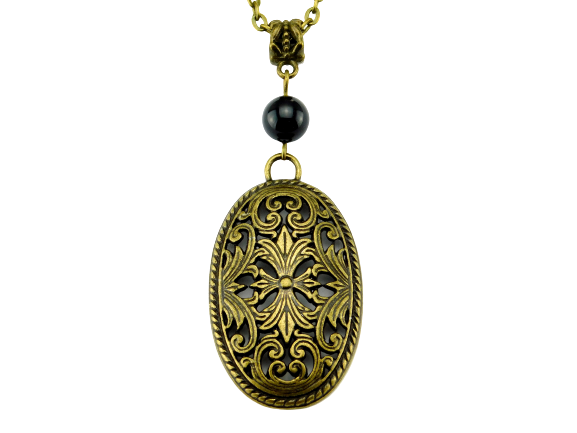 Kurze Anhängerhalskette mit bronzefarbenem Ornament