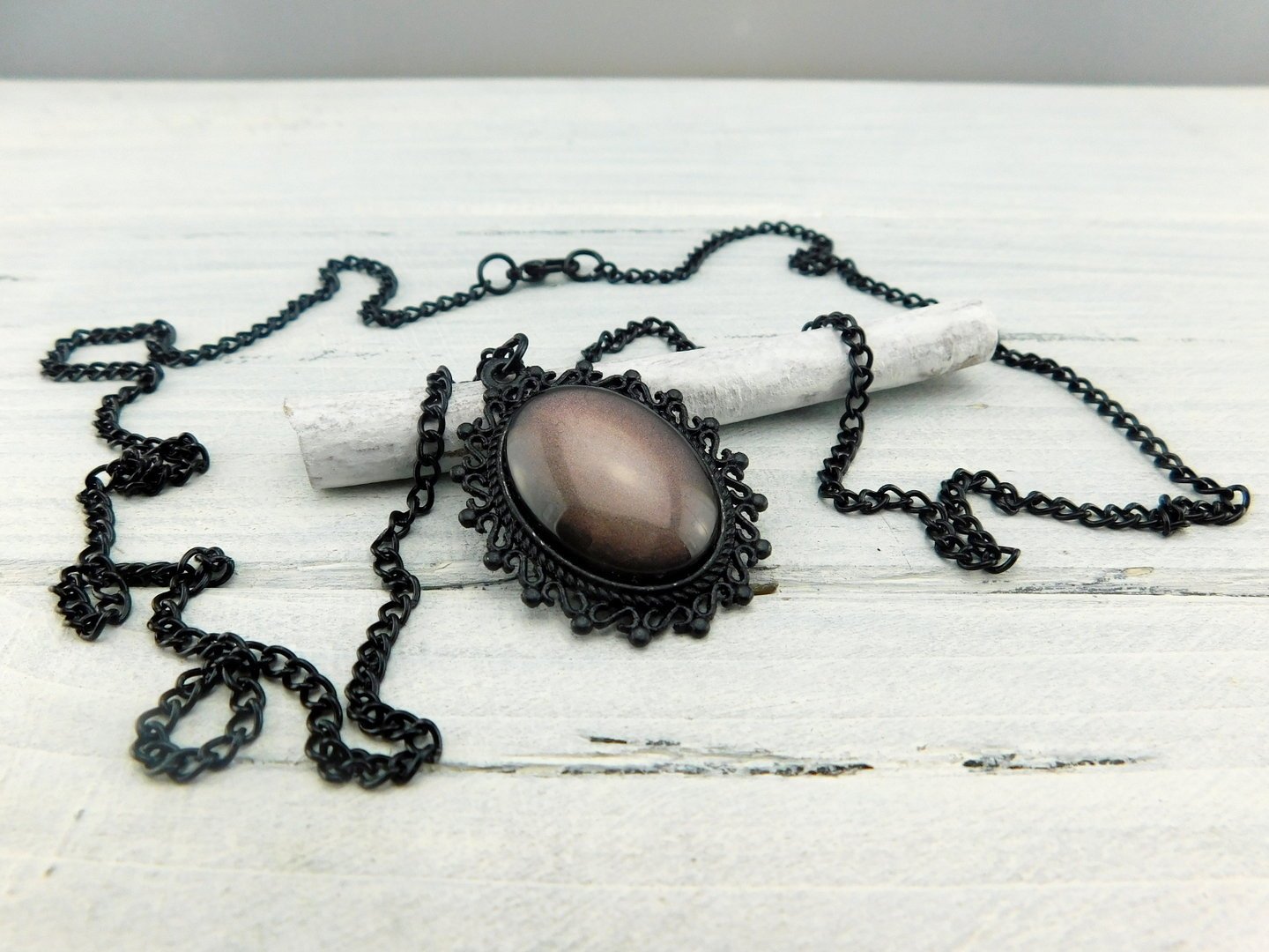 Halskette "Barock Cabochon" in Schwarz