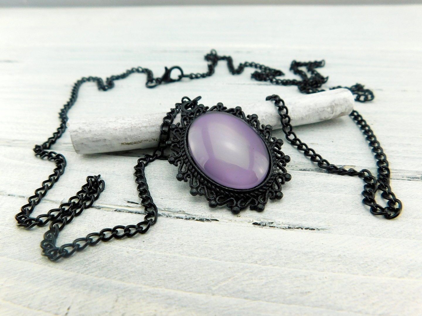 Halskette "Barock Cabochon" in Schwarz
