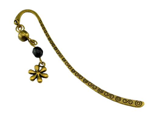 Kleines Lesezeichen in Bronze mit schwarzer Perle