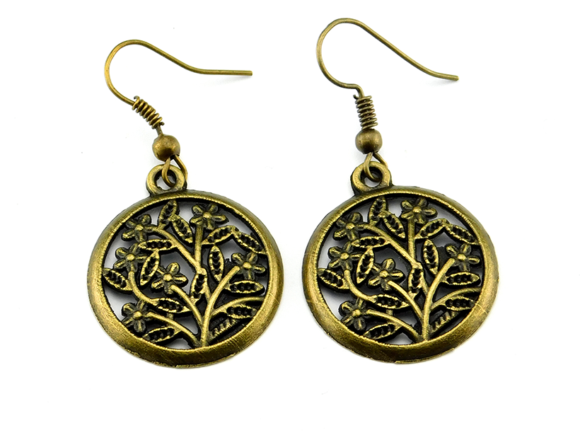 Filigrane Ohrhänger in Bronze mit Naturmotiv