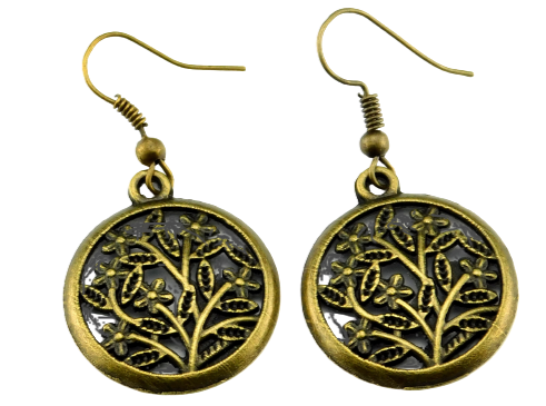 Filigrane Ohrhänger in Bronze mit Naturmotiv