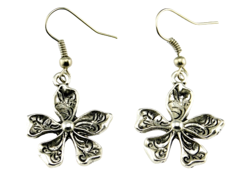 Ohrringe mit Blume in Silber